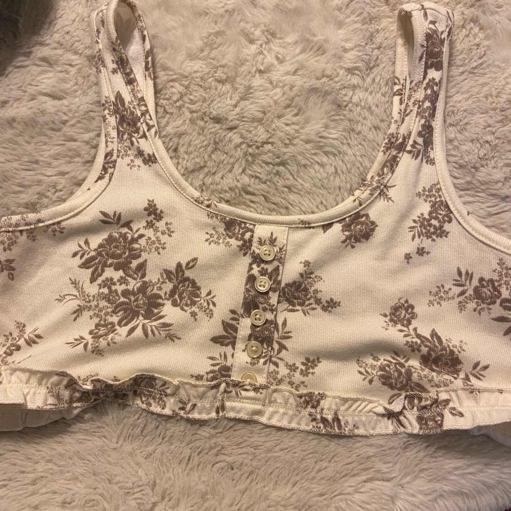 * NWOT Altar’d State intimates crop top size Medium floral ivory / mocha
